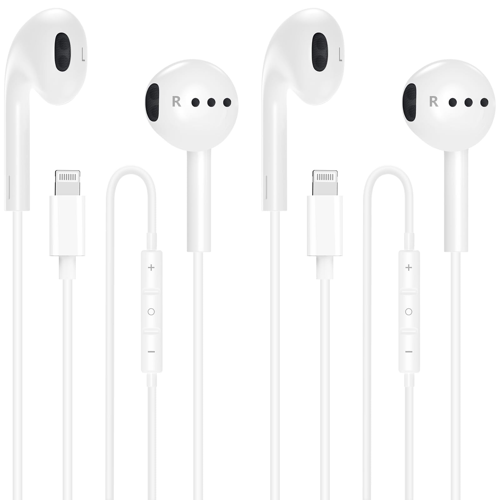 Photo 1 of [Apple MFi Certified] 2 Pack Lightning Wired Earbuds for iPhone Plug & Play