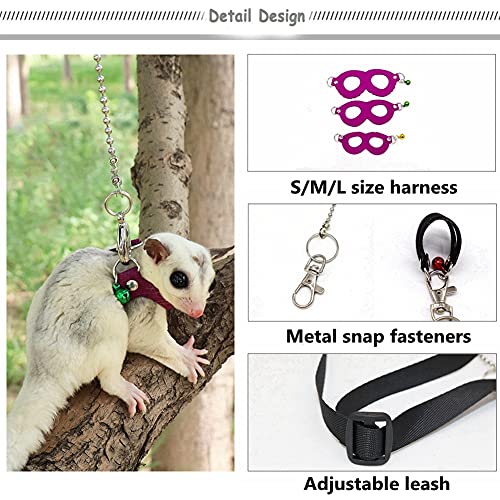 3 Pack Sugar Glider Harness and Leash Set - Adjustable Traction Rope Strap Anti-Biting Chain Rope, Small Animal Training… - Image 4