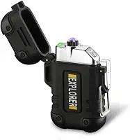 Isqueiro de Plasma à Prova d’Água E Vento Impermeável com Apito de Emergência – Recarregável via USB Portátil, Ideal para Camping, Sobrevivência Pesca Trilhas e Aventuras ao Ar Livre (Preto)