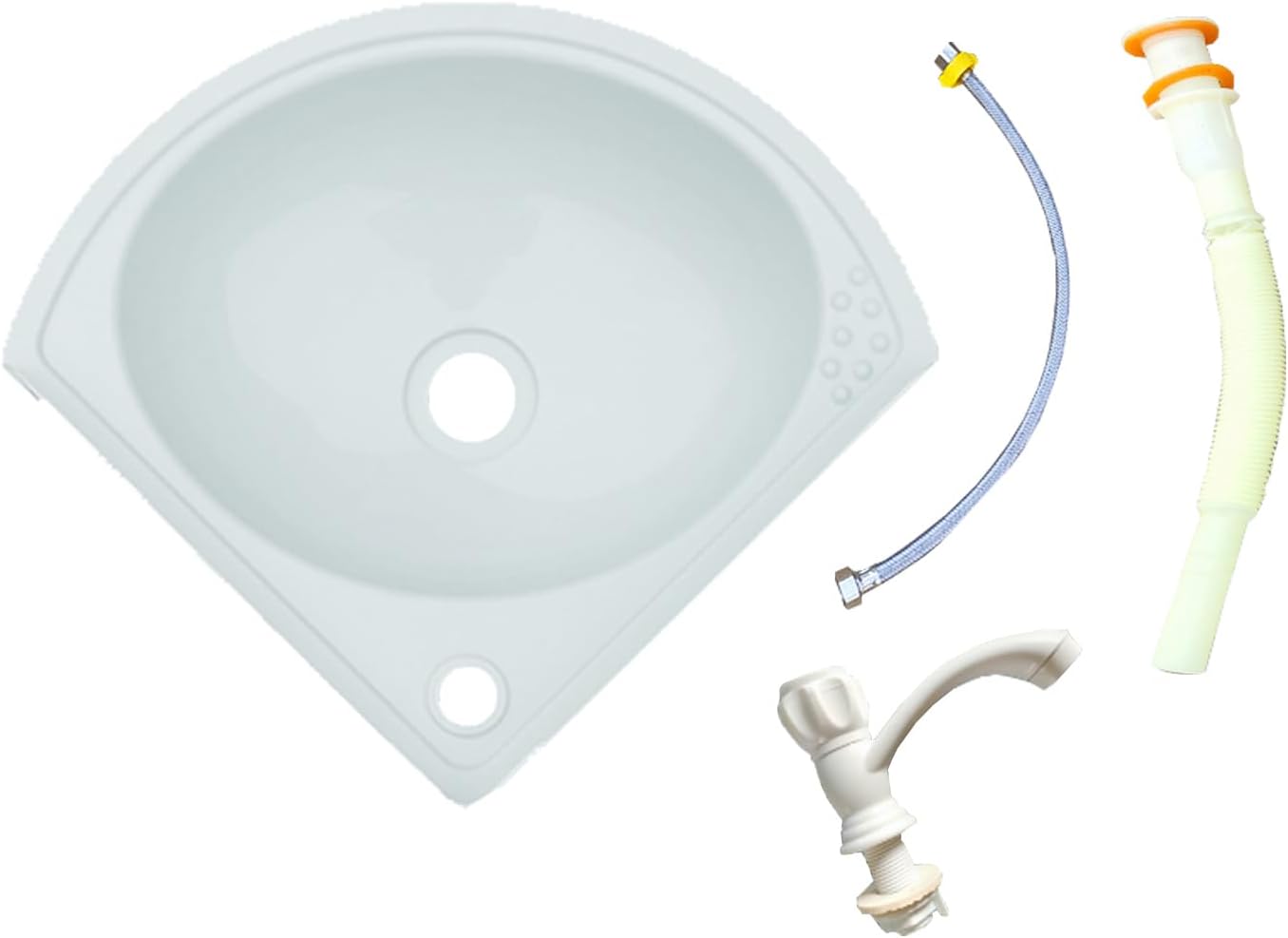 Modern Wall-Mounted Corner Sink | 70CM Sewer Hose | Triangle Design Bathroom Wash Basin | Durable Plastic Faucet | Stylish Space-Saving Solution | Multiple Colors Available