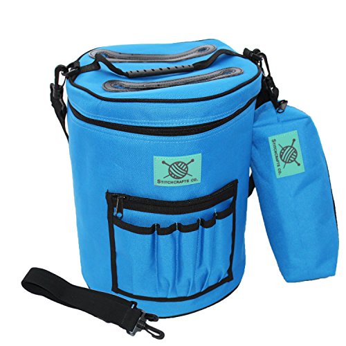 Premium Knitting Yarn Bag with Accessory Case - Yarn Storage/Totes Organizer - Lightweight, Portable, Versatile w/Divider and Extra Pockets - Crochet, Hooks and Accessories Boxing Day Sale