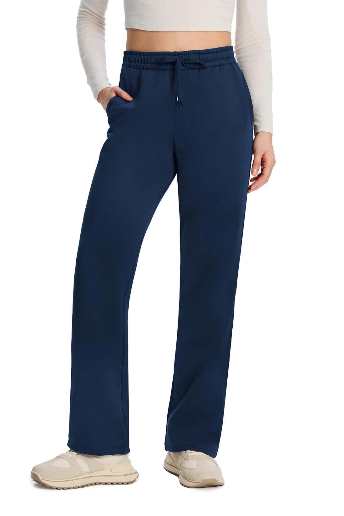 Yogipace Women's Petite/Regular/Tall Water Resistant Thermal Fleece Pants, Winter Lounge Running Sweatpants with Pockets