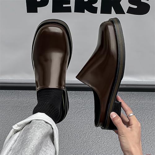 Men's Patent Leather Slip-On Mules & Clogs Comfortable Breathable Backless Loafers Casual Soft Sole Potato Shoes House Slippers4
