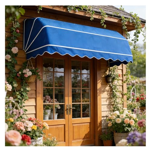 Toldo plegable de aluminio curvado con diseño arquitectónico para puertas 4