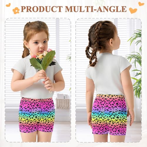 Colorful Leopard Skin Pattern Prints Girls Shorts Elastic Waist Sports Shorts Girls Leggings Pants for 4-10 Years3