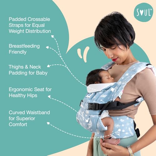 Image of SOULSLINGS 4-in-1 Lali Baby Carrier Bag - Frost | Compact & Lightweight (400g) | Adjustable for 0-24 Months (4-15kg) | Machine Washable & Handwashable | Breastfeeding Friendly