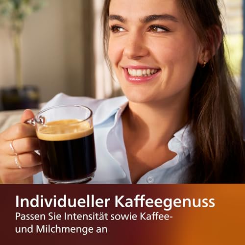 Philips Espressomaschine von Bohnen zu Tasse - LatteGo Milchaufschäumer, 8 Kaffeevarien, intuitives Display, Schwarz (EP4346/70)