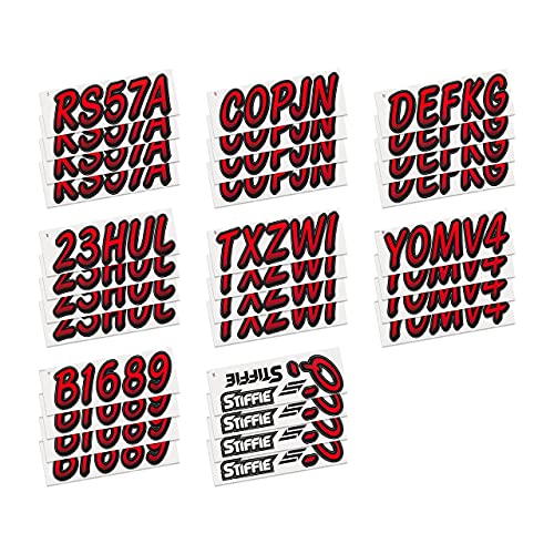 Image of STIFFIE Whipline Red /Black 3 inch Boat & PWC Registration Decals • Numbers Letters Stickers