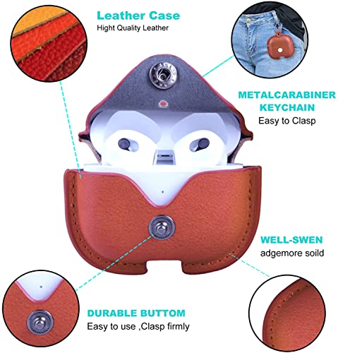 Image of Case Cover for Apple AirPods Pro 1 | Premium Leather Case with Carabiner | Only for Apple Airpods | Light Brown