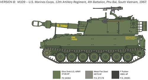 Miniatura 6 de Italeri -6589 M109 A2A3G, Escala 135, Kit de Modelo, Modelo de Plástico para Ensamblar, Modelado, Verde, IT6589