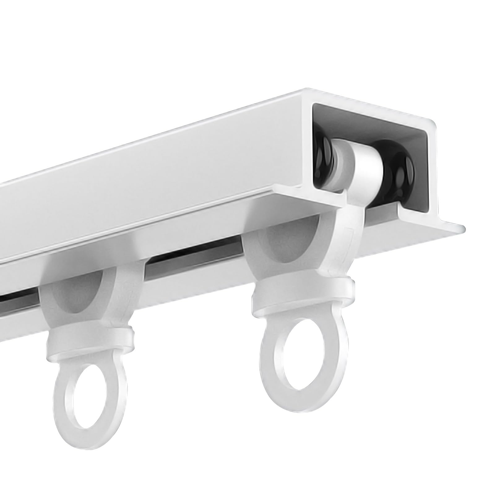 Tringles À Rideaux Système de Rail de Rideau de Plafond Rail À Rideaux Encastré Caché Coulissant 70 120 160 200 300 350cm pour Salon/Chambre À Coucher(White,160cm)