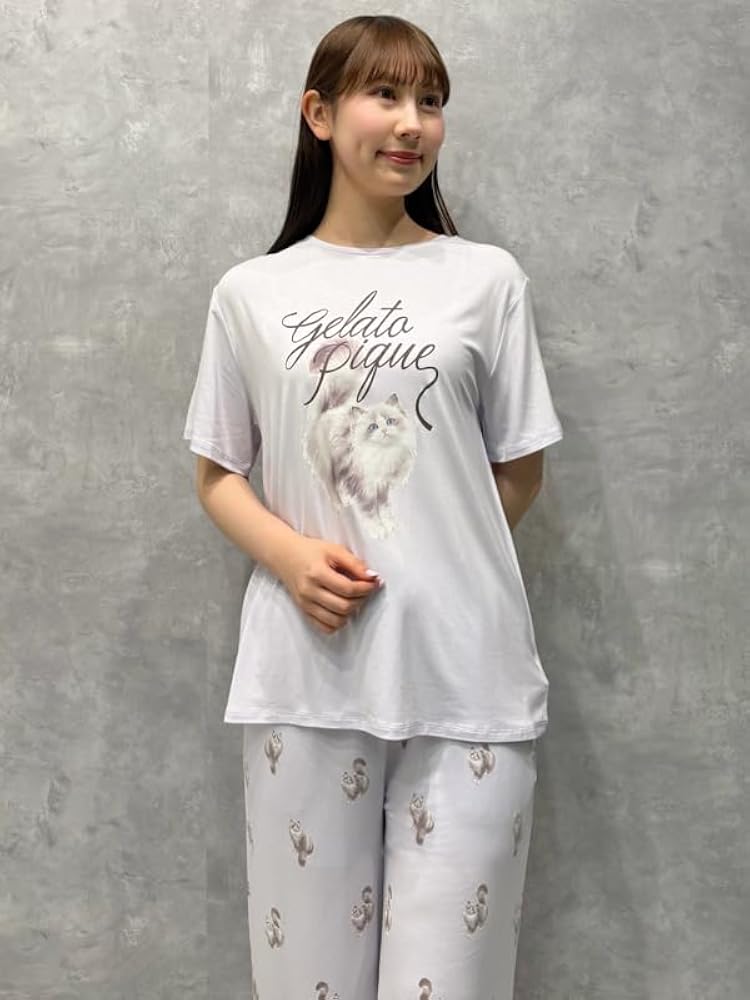 Amazon | [ジェラート ピケ] CAT柄ロングパンツ PWCP252266 レディース