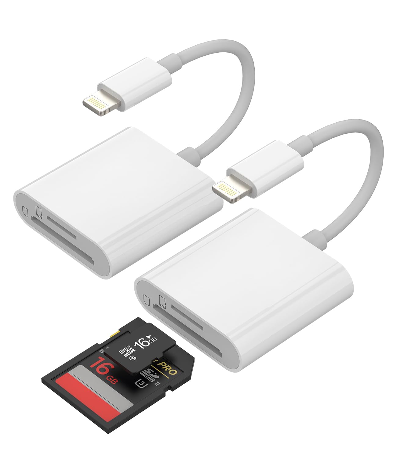 Lightning 対応iPhone SDカードリーダー(2in1)SD Micro SDフラッシュカード 変換 アダプター マイクロSD TF かーどりーだー ライトニング データ移行 ケーブル カメラ 写真 データ 転送 保存 アイフォン バックアップ アクセサリー 対応Apple 14 13 12 11 Pro Max Plus 対応 iPad Air Mini X Xs Xr Se 7 8