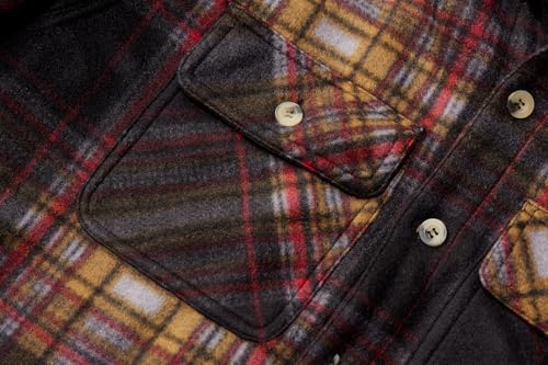 Image of TanBridge Men's Cotton Plaid Shirts Jacket Full Zip Fleece Flannel Sherpa Lined Hoodies Heavyweight Hoodies Jacket for Men