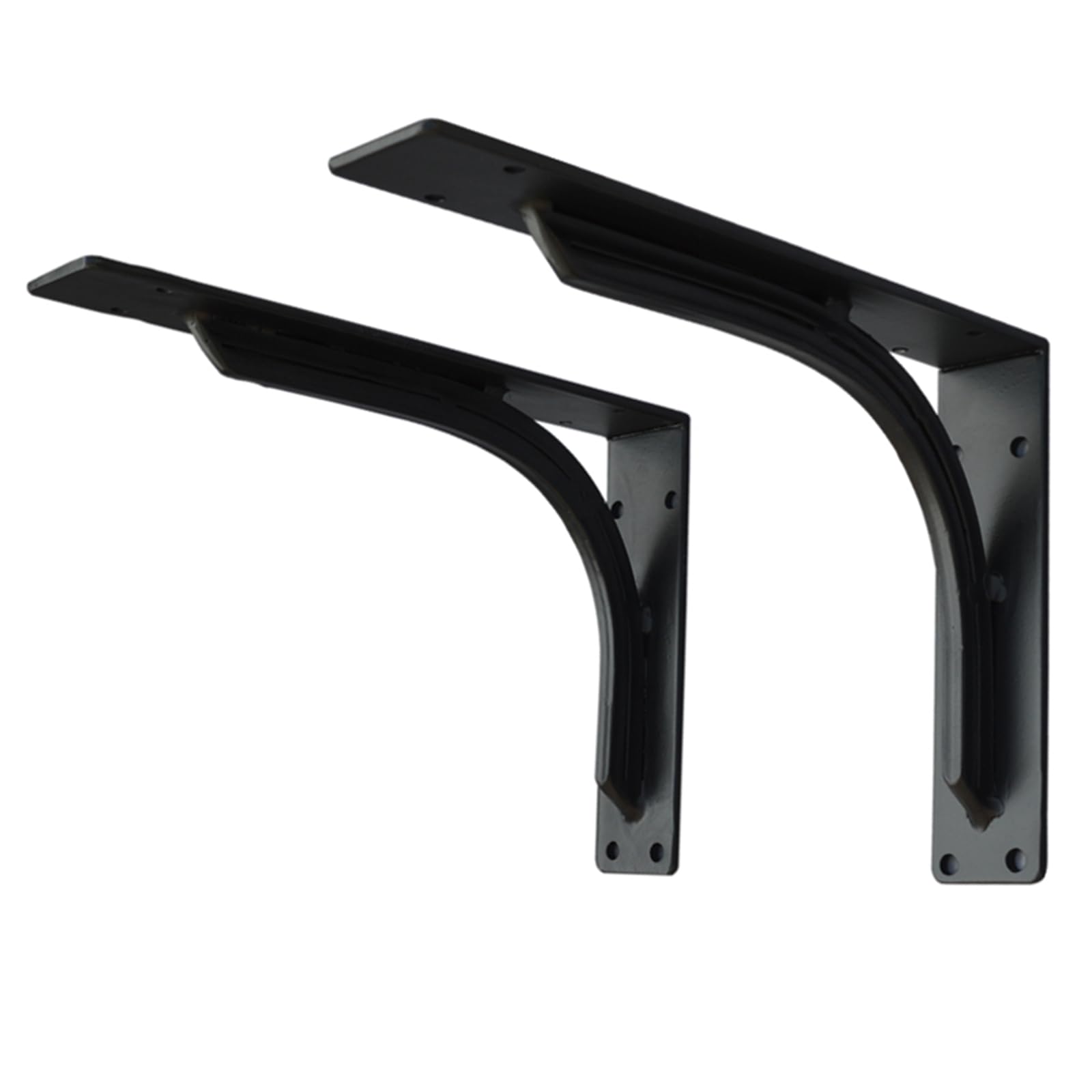 Soportes para estantes resistentes, soportes para estanterías flotantes montados en la pared, soportes triangulares de metal con ángulo de 90 grados para cocina, sala de estar, negro, paquete de 2 (9