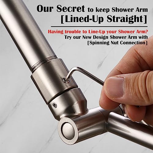 Shower Head Arm, Adjustable Shower Extension Arm for Rain Showerheads, Angle & Height Adjustable Shower Head Extender Arm, G1/2 Universal Connector, Easy to Install (Brushed Nickel, 10 Inch)