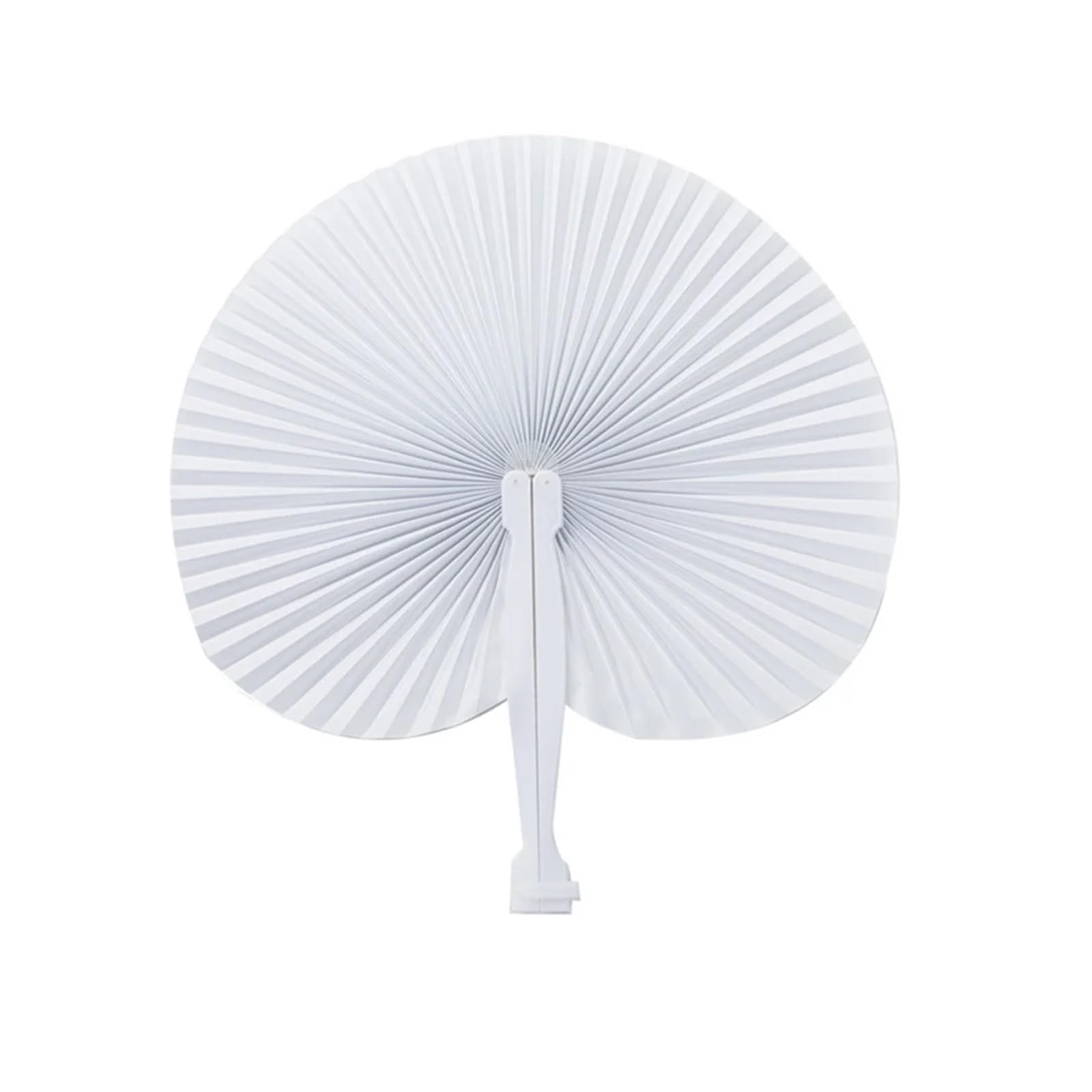 Handfächer aus Papier, Weißer herzförmiger Faltbarer Handfächer, DIY-Party, Hochzeit, Packung mit 10–60 Stück(Round,60pcs)