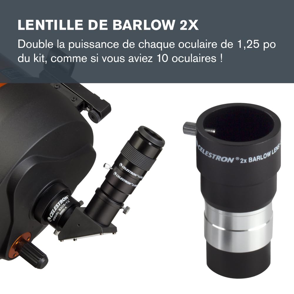 Celestron 94303 1.25 inch Eyepiece & Filter Kit - Includes 14 Pieces in Metal Foam-Lined Carry Case, Silver