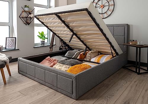 Grey Fabric Ottoman Storage Bed (Gas Lift), Sleep Factorys Grayson Grey Fabric Modern Bed - 4ft6 Double (135 x 190 cm) Frame Only 4 Grey Fabric Ottoman Storage Bed (Gas Lift), Sleep Factorys Grayson Grey Fabric Modern Bed - 4ft6 Double (135 x 190 cm) Frame Only - Image 4