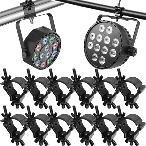 Pinza de Gancho Truss Clamp,YouXiaor 12Piezas Pinzas de Tracción de Luz Truss Aleación de Aluminio Truss O Clamps Aluminio Resistente Heavy Duty Truss DJ O-Clamp para 48-51MM Tubo Carga Máx 100KG