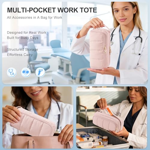 Image of Trunab Stethoscope Case Compatible with 3M Littmann /MDF /ADC, Hold Two Stethoscopes or BP Cuffs, with Inner Dividers and Mesh Pockets for Extra Accessories, for Nurses, Doctors- Bag Only