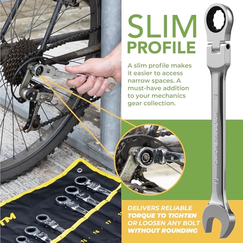 BLOSTM Flexible Ratchet Spanner Set - 12 PCS Combination Spanner Set 8-19mm 180° Flex Head 72 Tooth Gear System Cr-V Steel Ratchet Wrench Set for DIY & Repairs - Includes Roll-Up Storage Pouch 6 BLOSTM Flexible Ratchet Spanner Set - 12 PCS Combination Spanner Set 8-19mm 180° Flex Head 72 Tooth Gear System Cr-V Steel Ratchet Wrench Set for DIY & Repairs - Includes Roll-Up Storage Pouch - Image 6