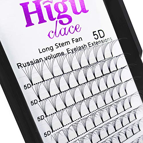 Russian Volume Eyelash Extenisons 3D/5D 0.07/0.10 C/D Curl 8-16mm Long Stem Premade Fans Lash （5D 0.07 C Curl 9mm）