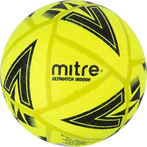 Mitre Ultimatch Hallenfußball | formbeständig | Ball Fußball Gelb/Schwarz 5