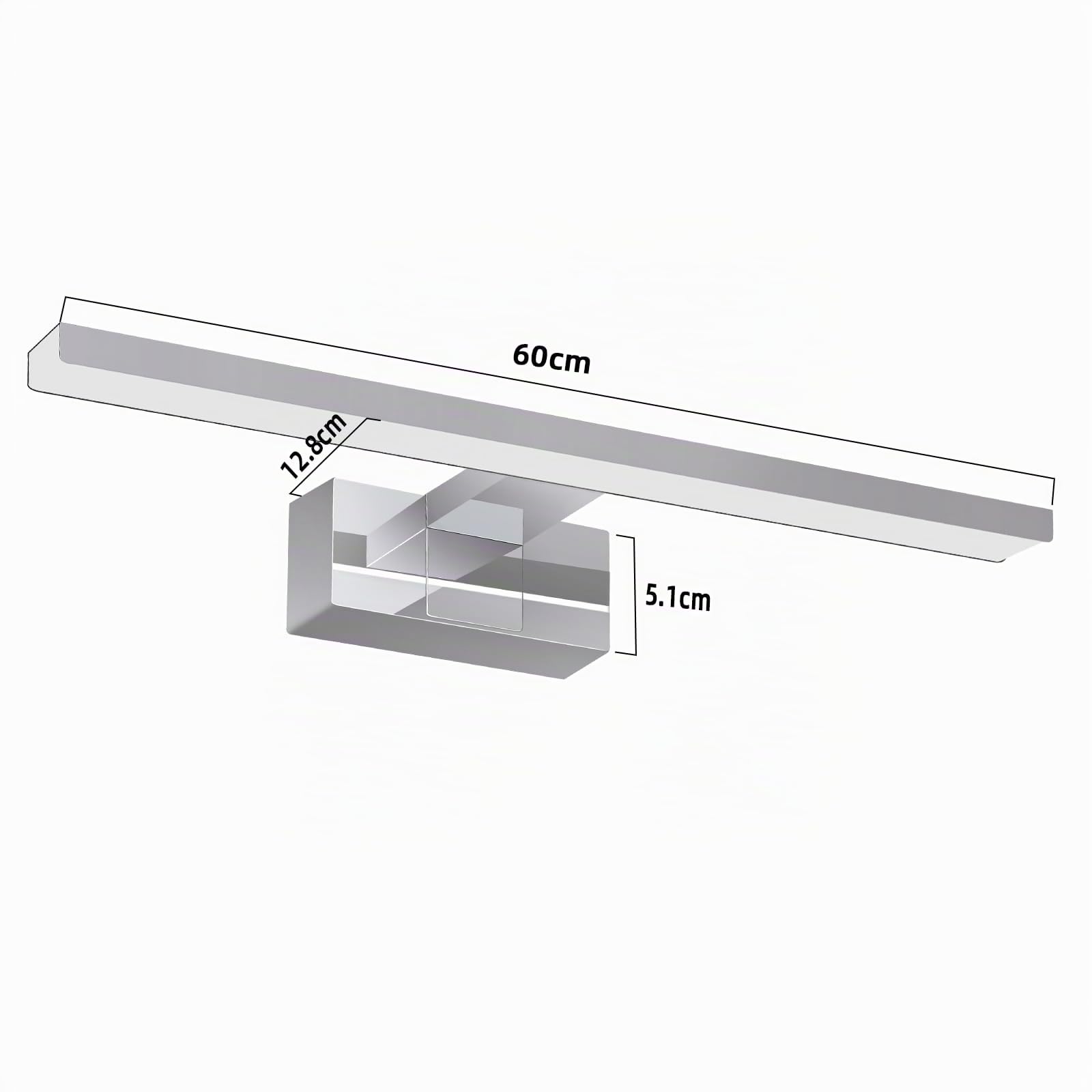 Homefire LED Spiegelleuchte Bad Spiegellampe 2ER 12W Badleuchte Wand 60CM | Wandlampe Badezimmer Wasserdicht IP44 Wandleuchte Chrom Modern Neutralweiß 4000K Badlampe Wandmontage für Küche Badschrank