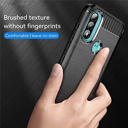 Image of NPRC Hybrid Ultra Slim Protective Case TPU Non-Slip Carbon Fiber Texture Shockproof Case Cover for Moto E40 - Black