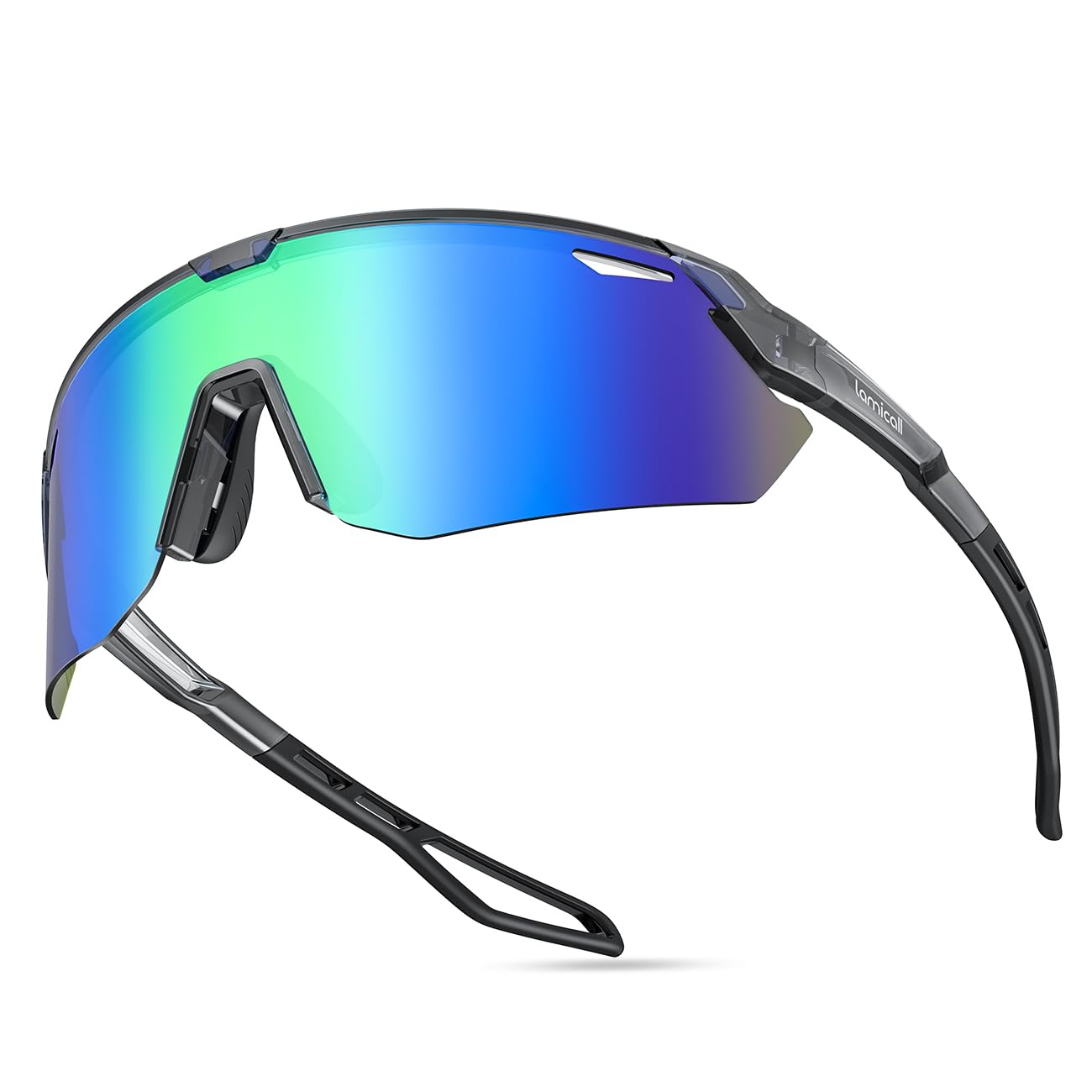 Lamicall Fahrradbrille Herren, Schnelle Brille Damen - [24g TR-90 Ultra Leicht] Polarisierte Sportbrille Laufbrille mit Verstellbaren Nasenpad, UV400 Sonnenbrille Sport für Fahrrad, Rennrad, Laufen
