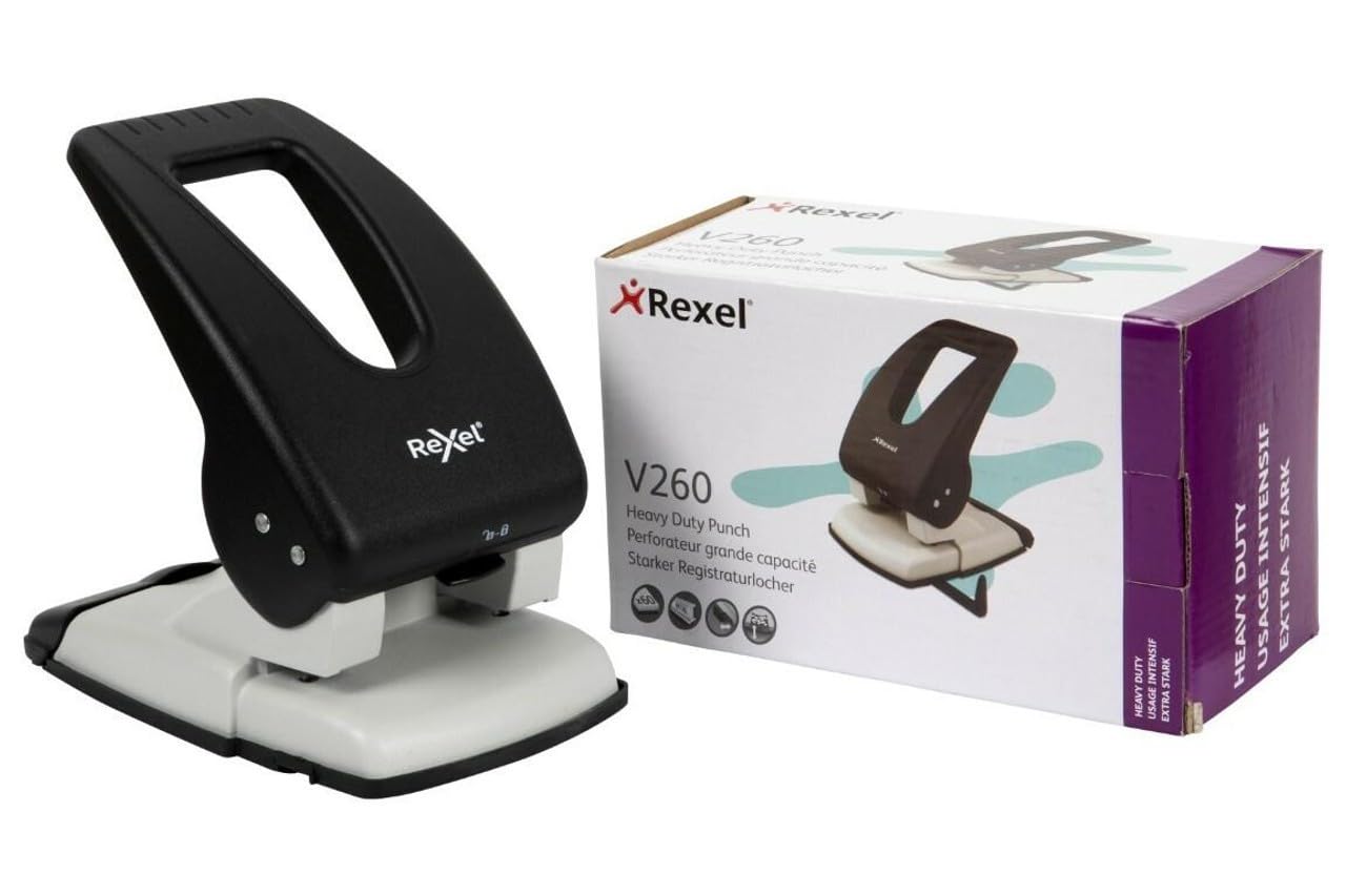 Rexel Perforadora V260 2 agujeros negra - Perforador de papel (Negro)