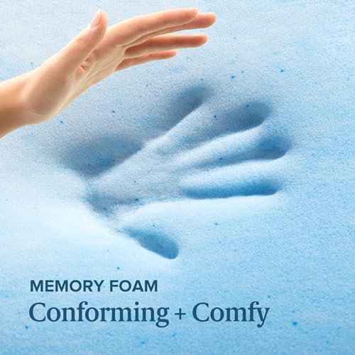 Image of ZINUS 3 Inch Swirl Gel Cooling Memory Foam Mattress Topper, Smaller, More Convenient WonderBox Packaging, Cooling, Airflow Design, CertiPUR-US Certified, Full