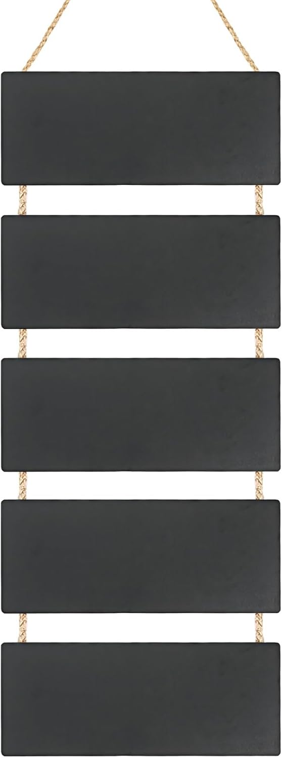 5 Pcs Hanging Chalkboard Sign, Rustic Wooden Rectangle