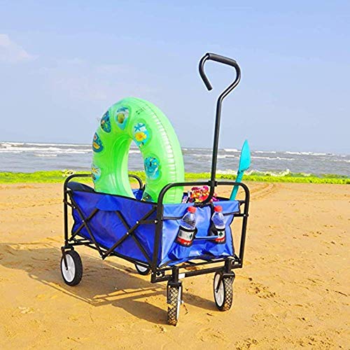 Carretilla Plegable para Jardín, Carro de Camping, Carretilla de Compras Plegable con Bolsa Lateral y Bolsa de Almacenaje, Azul miniatura 5
