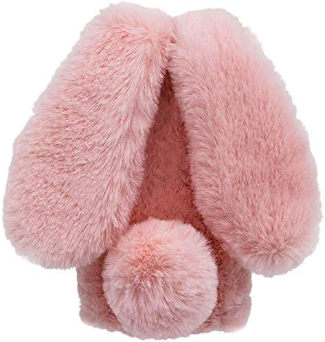 Unichthy For iPhone 16 Pro Case for Girls Glitter Gems Plush Cute Cover Fluffy Rabbit Ears Soft Gel Phone Case Warm Winter Back Lovely Bunny Shockproof Bumper Cover for iPhone 16 Pro