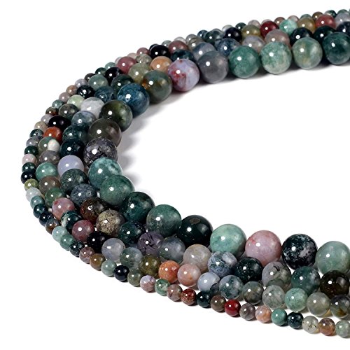 BEADNOVA Natural Indian Agate Beads Natural Crystal Beads Stone Gemstone Round Loose Energy Healing Beads with Free Crystal Stretch Cord for Jewelry Making (4mm, 94-96pcs)
