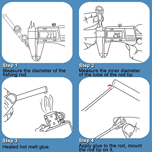 9km dwlife fishing rod tip repair kit black stainless steel wear resistant ceramic ring guide replacement