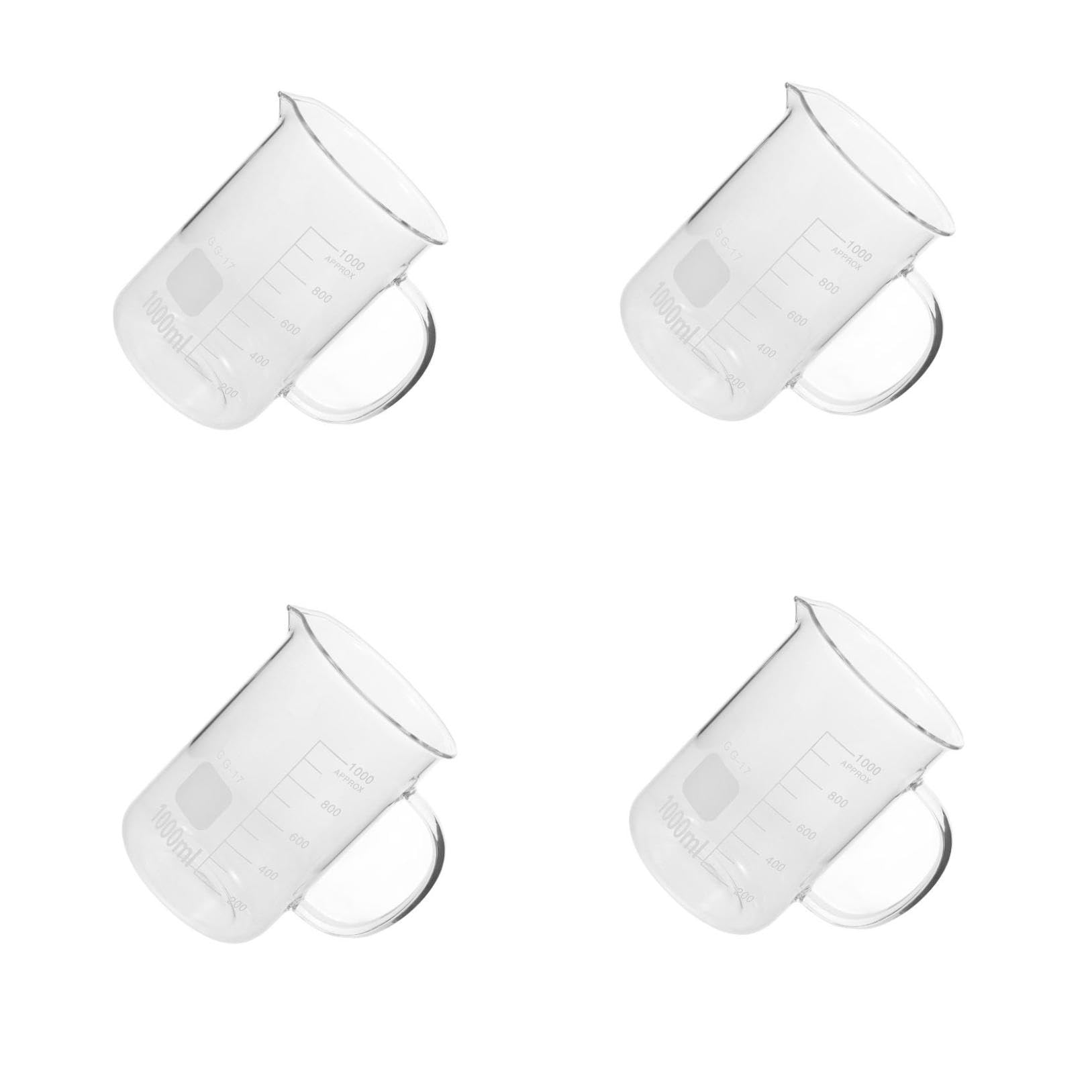 ULTECHNOVO 4 Stück Becherglas Laborglasbecher Chemie Glasbecher Messbecher transparent Glasbecher für Messungen Glasbecher für Laboratorien Chemiebecher Becherbecher Messbecher aus Glas