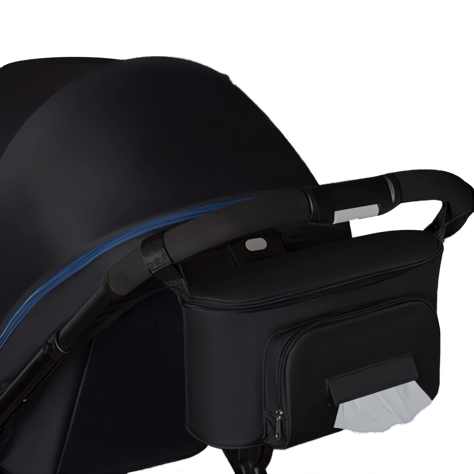 TERRIFI Universal Stroller Organizer with Cup Holders - Stroller Accessories, Zippered Bag Adjustable Strap, Diaper Pocket, Wipes Pocket, Machine Washable, for All Baby Stroller Models (Black)