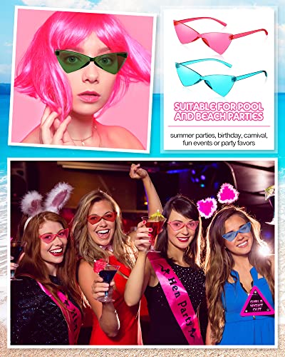 Konohan 20 Pairs Triangle Rimless Sunglasses for Women Candy Colored Transparent Glasses Mirrored Black Cat Sunglasses for Women Men Kids Glasses Halloween Cosplay Party Favor Supplies, 10 Colors3