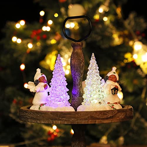 simpdecor Tisch-Engel-Figuren, Weihnachtsdekoration mit Weihnachtsbaum, LED-beleuchtet, funkelnd, mehrfarbig, wechselnde Figuren für Weihnachten, Heimdekoration Cover