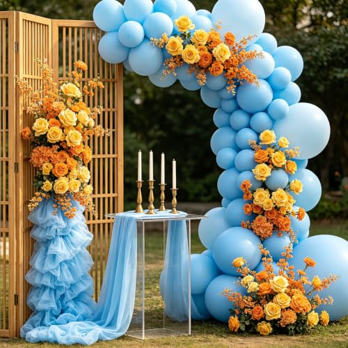 Image of 108Pcs Double Stuffed Blue Balloon Garland Arch Kit