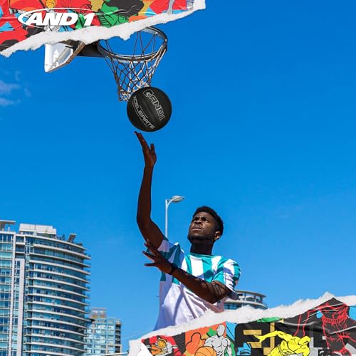 AND1 Xcelerate Rubber Basketball: Game Ready, Official Regulation Size 7 (29.5”) Streetball, Made for Indoor/Outdoor Basketball Games- Classic Collection (Black)