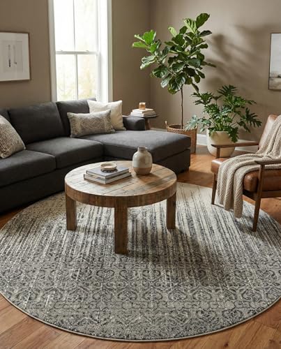 Tapete redondo gris 8 pies Rugs.com Angelica Collection miniatura 3