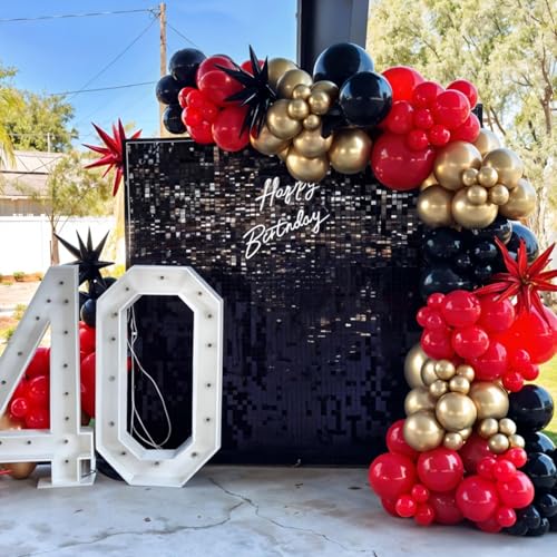 Red Black and Gold Balloons, 12 Inch Red Metallic Gold Black Confetti Balloons with Star Foil Balloon for New Years Party Casino Night Movie Night Birthday Baby Shower Decorations - Image 3