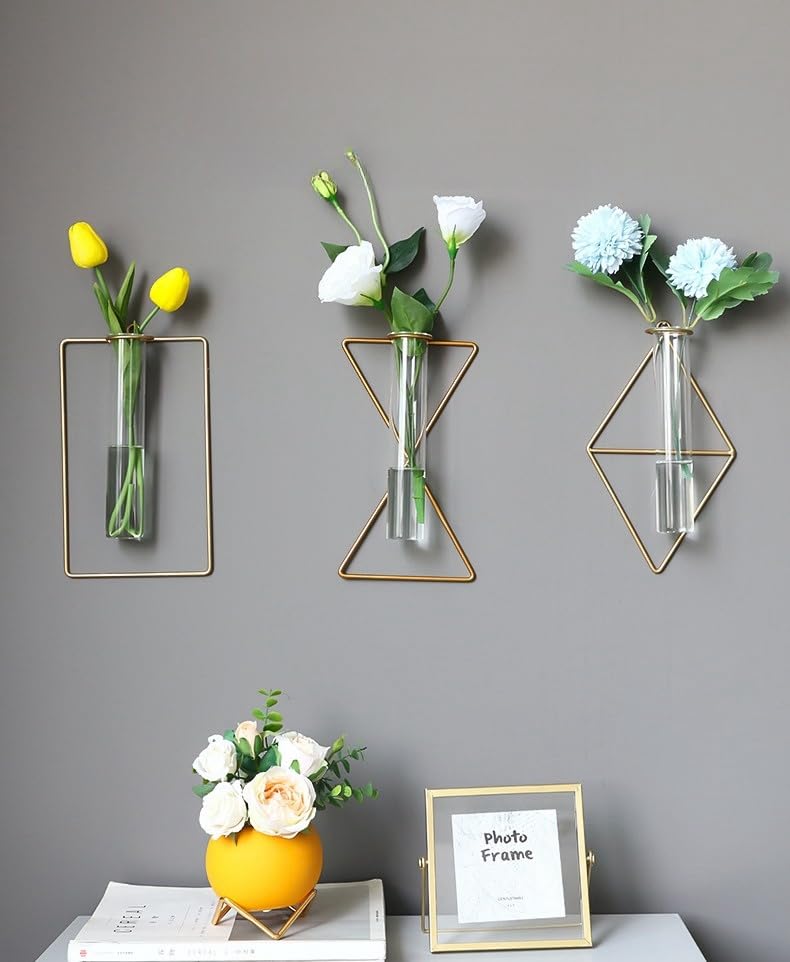 花瓶　グリーン　金粉 Amazon.co.jp: フェイクグリーン 吊り下げ 花瓶 壁掛け セット