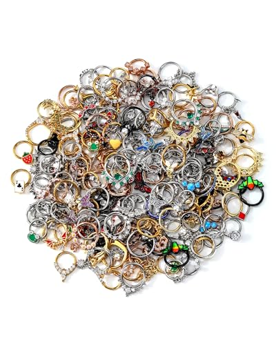CM Crareesi Mania Septum Piercing Jewellery Mystery Boxes 6Pcs Helix Daith Hoop Clicker 16G 316l Stainless Steel Septum Ring 8mm Silver Gold Black Cartilage Earring Surprise Gift for Women Men