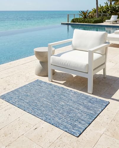 Tapete Outdoor Solid 3' 1 x 5' 3 Azul Rugs.com miniatura 6