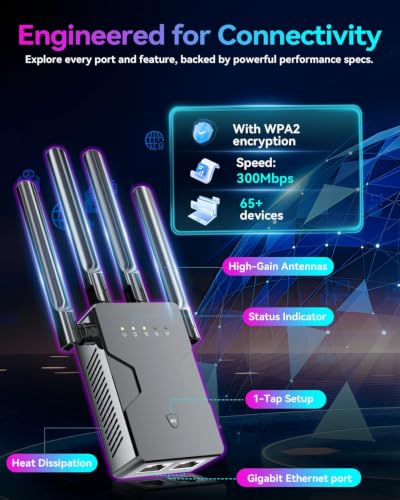 Image of 2026 New WiFi Extender Internet Booster for Home, Long Range up to 18ksq.ft, Wireless Internet Repeater Routers Signal Amplifier for Home, 15X Speed Access Point Ethernet Port, Mesh WiFi, 1-Tap Setup